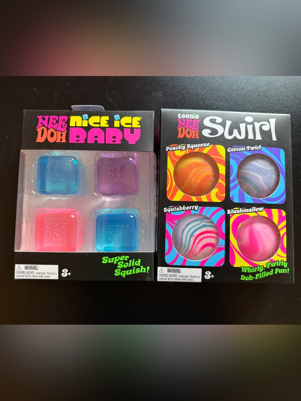 2 New NeeDoh 4pks teenie Swirl & Nice Ice Baby Squishy Fidget Toy Squeeze Balls